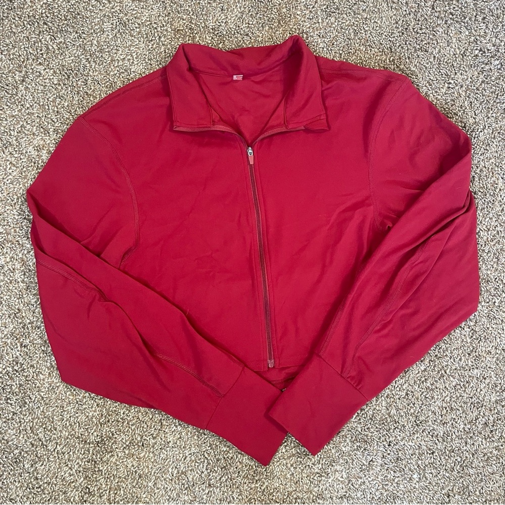 Free People FP Movement Never Better Cozy Full Zip Jacket Crimson Red Size Large